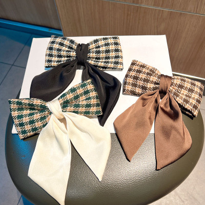 Style New Houndstooth Big Bow Hairpin Back Head Internet Celebrity Updo Spring Clip Hair Accessory Women's Hairpin