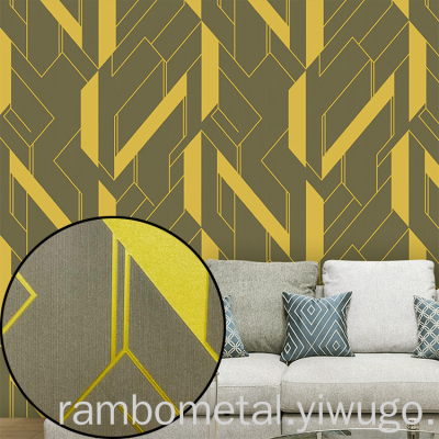 New PVC Wallpaper Simple Geometric Lines 3D Deep Embossed Wallpaper