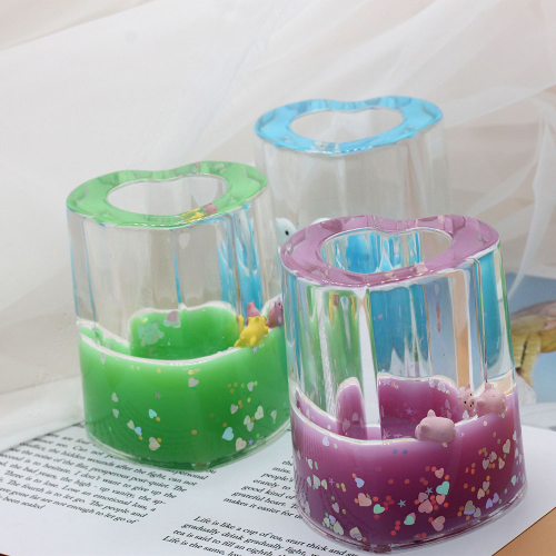 Acrylic Heart-Shaped Milk Oil Drop Student Desktop Creative cartoon Pen Holder School Graduation Gift Gift 