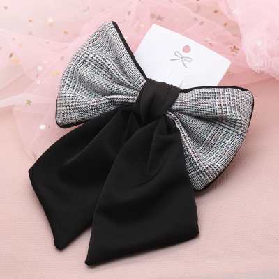Japanese and Korean New Mesh Bow Barrettes Back Head Hairpin round Diamond Top Gap Former Red Hairpin Lace Spring Clip for Women