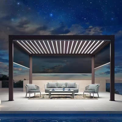 Outdoor Pavilion Courtyard Aluminum Alloy Awning Electric Leisure Garden New Chinese Style Villa Outdoor Sunshade