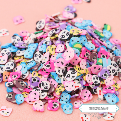 Polymer Clay Cartoon Animal Cat Panda Little Bear Smiley Face Candy Toy Cream Cell Phone Shell Accessories Slime Filling Material