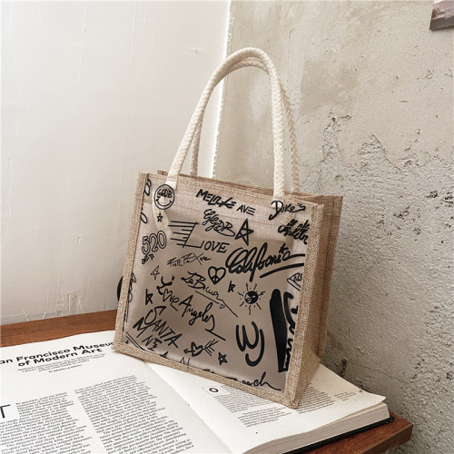 transparent jelly bag women‘s bag 2024 popular new fashion large capacity shoulder bag casual linen underarm bag