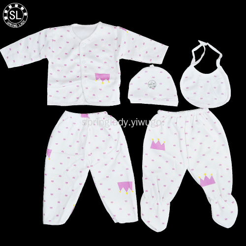 spring lady crown milk silk suit newborn baby clothes baby 5-piece children‘s clothing