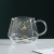 Nordic Style Gold-Plated Antlers Mug Transparent Glass with Cover Spoon Office Household Water Cup Breakfast Cup