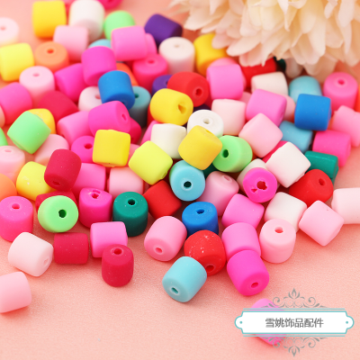 Beaded DIY Polymer Clay Rubber Beads Cylindrical Cylinder Color Cartoon Mobile Phone Charm Necklace Ornament Handmade Accessories Ins