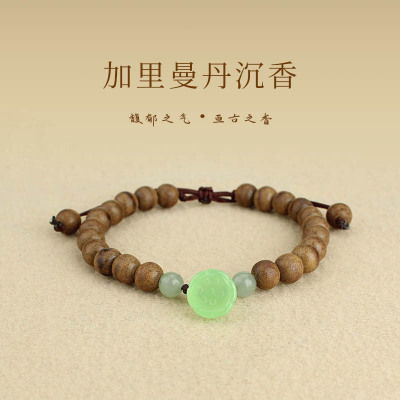 Kalimantan Eaglewood Bracelet Jade Lotus Seedpod Bracelet with Fragrance Wooden Prayer Beads Fresh and Refined Hand Cotton and Linen Accessories