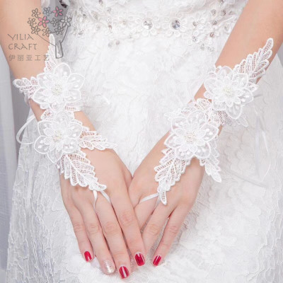 Ilya Bridal Wedding Dress Fingerless Gloves Lace Hollow out Long/Short Gloves Strap Diamond Gloves