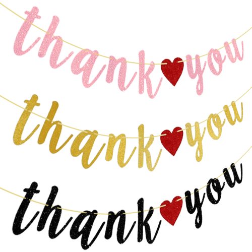 holiday party supplies gold rose gold black thank you glitter latte art thanksgiving party string flags