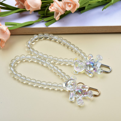 [Factory Direct Sales] Transparent Glass Pearl 8mm round Beads Bear Small Short Chain Keychain DIY Ornament Accessories