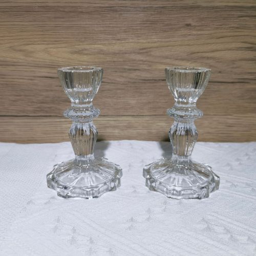 INS Glass Candlestick Romantic European Retro Wedding Candle Holder Small Roman Rod 7.5 × 11 Pole Candle Flower Candlestick