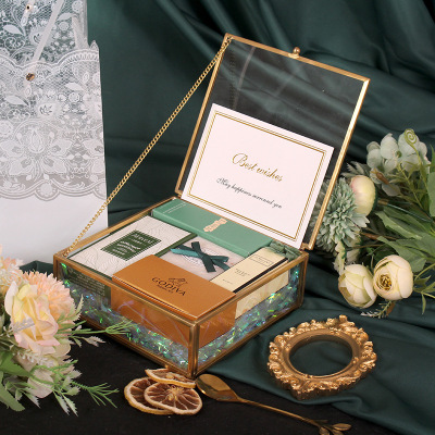 Preserved Fresh Flower Glass Cover Gift Box for Bridesmaid Practical Ins Birthday Gift Box Set Creative Jewelry Box Wholesale