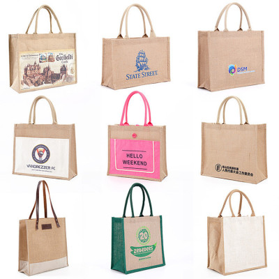 Sack Spot Non-Printed Burlap Handbag Jute Gift Bag Customized Foreign Trade Cotton and Linen Handbag Retro Good Product