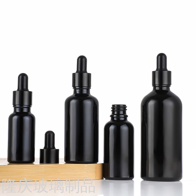 In Stock Wholesale Black Essential Oil Bottle Dark Massage Oil Bottle Medicine Oil Essence Storage Bottle