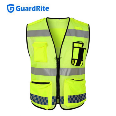 Multi-Pocket Multifunctional Reflective Vest Traffic Reflective Waistcoat Riding Patrol Duty Breathable Reflective Vest