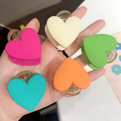 Korean Candy Color Frosted Heart Grip Sweet Personality Bang Clip Cute Girly Simplicity Hair Clips Hair Accessories Headdress