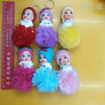 Foreign Trade Export Barbie Keychain Doll 10cm Wool Doll Hat Doll Keychain Pendant