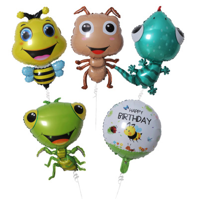 Aluminum Film Balloon Party Decoration Balloon Batch Bumblebee Mantis Ant Gecko 18-Inch round Insect Birthday Balloon