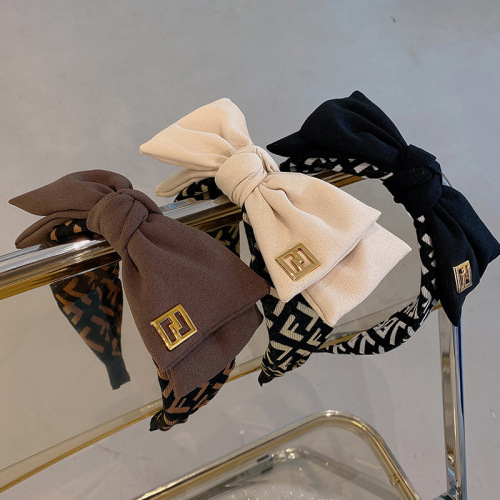 retro big name style bow headband female online influencer 2021 new hairband with wide edge simple french face wash hair band