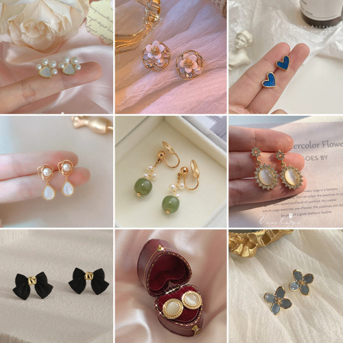 Mosquito Coil Ear Clip Women‘s Earless High-Grade Retro Earrings Women‘s Elegant Pearl Ear Clip Earless Light Luxury Earrings