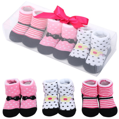 Cross-Border Cute Cartoon Solid Color Dot Baby Socks Letter Stripes Bowknot Baby Socks Set