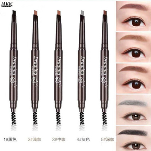 MKK RoNTA Eyebrow Pencil Squeeze Refill Five-Color Double-Headed Brush Automatically Rotate Eyebrow Pencil Eyebrow Pencil New Triangle Eyebrow Pencil