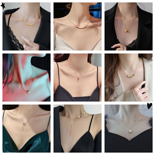 titanium steel necklace female letter d number butterfly small waist pendant does not fade simple temperament cold wind clavicle chain