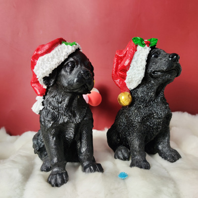 Cross-Border Resin Crafts with Christmas Ball Cap Dog Ornaments Children's Christmas Gift Home Decoration Animal Furnishings