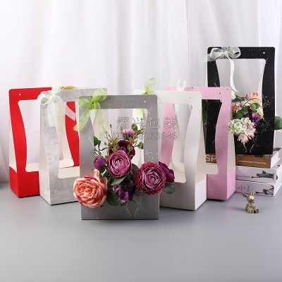 Portable Flower Basket Paper Salon Class Insert Flower Bag Portable Flower Box Floral Materials Flower Packaging Box Portable Flower Bag