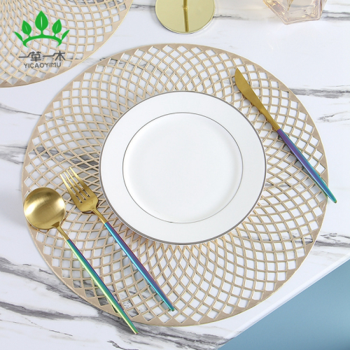 european-style pvc gilding placemat hollow out heat proof mat hotel disposable decorative pad coasters dining table cushion western-style placemat