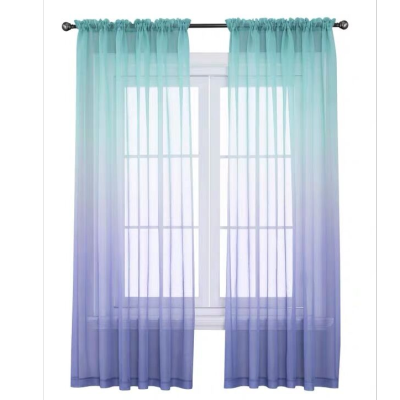 Factory Direct Sales Foreign Trade Gradient Window Screen Translucent Curtain Rod Hoop Gradient Color Bay Window Curtain