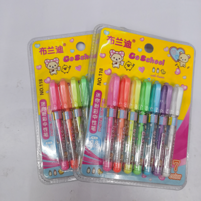 7 Colors Mini Pastel Gel Pen Hand Account DIY Color Fluorescent Pen Student Drawing Writing Implement