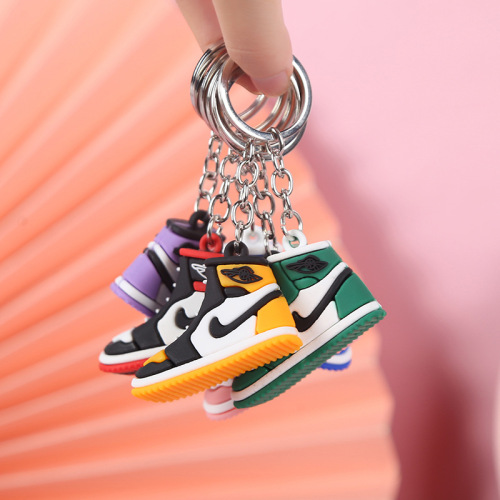 A J Sneakers Key Pendant Three-Dimensional Mini Sneakers Key Chain Creative Car Accessories Soft Rubber Bag Chain