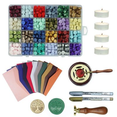 Factory Direct Supply Sealing Wax Tablets Set 24 Colors Sealing Wax Seal Set Wax Particles Fire Paint Seal Candle Melting Furnace, Etc.