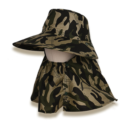 [factory direct supply camouflage hat] men sun-proof sunshade shawl hat， tea picking hat， the shawl is not removable!