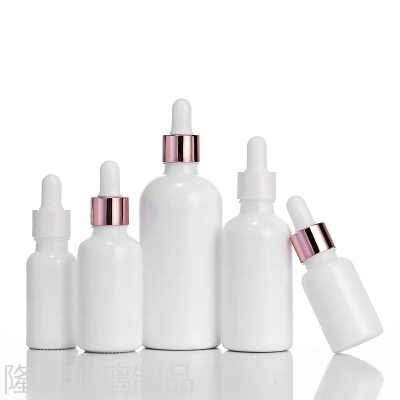 10ml White Ceramic Essential Oil Bottle Glass Bottle with Dropper 20ml Cosmetic Subpackaging Sample Bottle