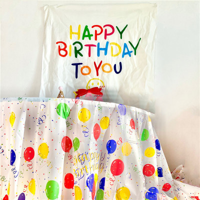 Disposable PEVA Plastic Table Cloth Thickened Oil-Proof Cartoon Balloon Tablecloth Birthday Party Kindergarten Tablecloth Wholesale