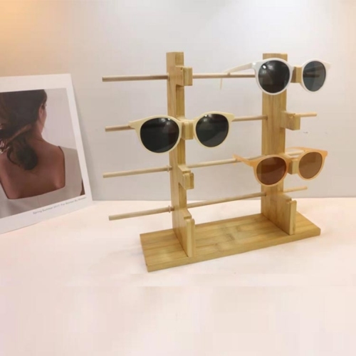Mao Bamboo Handmade Double Row 8 Pairs Glasses Display Stand Sunglasses Sunglasses Display Window Counter Decorative Display Storage Bracket