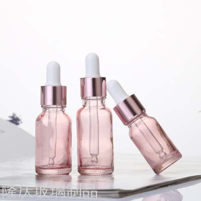 20ml Peach Pink Essential Oil Bottle Glass Bottle with Dropper Stock Solution Essence Bottle Cosmetics Storage Bottle