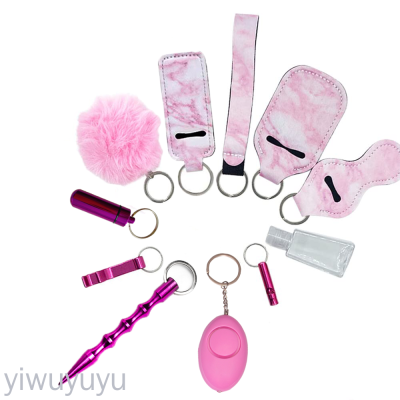 PLAPIE Keychains Kit for Girls with Personal Safety Alarm,pom and Wirstlet Keychain,Alarm with Flashlight