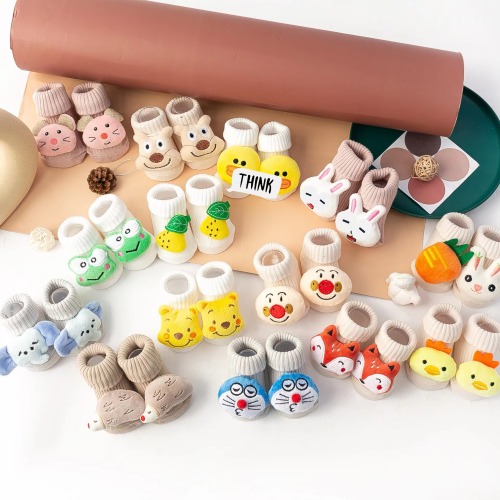 new ins double needle doll children‘s socks spring cartoon doll mid-calf socks baby floor socks factory wholesale