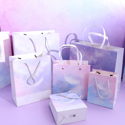 Luhao Simple Handbag Starry Sky Gift Bag Ins Style High-End Large and Small Birthday Paper Bag Thickened Gift Bag
