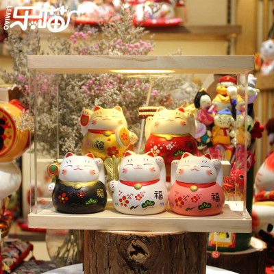 Le Meow Ceramic Crafts Lucky Decoration Opening Home Store Hand Painted Colorful Five Blessing Cat