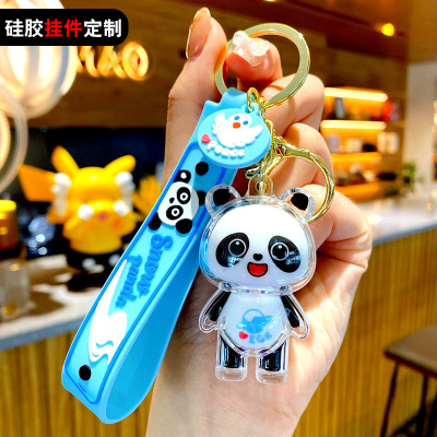 New Cartoon Three-Dimensional Panda Pier Pendant Trendy Exquisite Keychain Car Couple School Bag Pendant Wholesale
