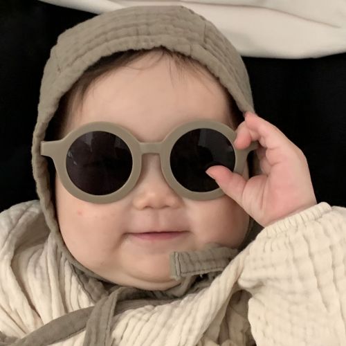 2022 korean style cute frosted kids sunglasses round frame sun shade baby sunglasses cartoon fashion baby sunglasses