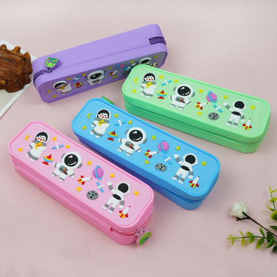 Series Silica Gel Plate Candy Color Zipper Silicone Pencil Case Rectangular Stationery Storage Bag Stationery Box