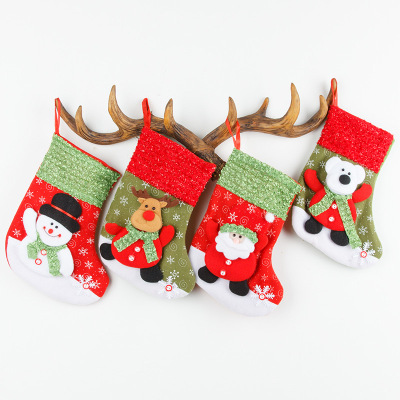 Christmas Stockings Gift Bag Cloth with Snow Spots Medium Christmas Stockings Candy Bag Christmas Decorations Christmas Tree Pendant