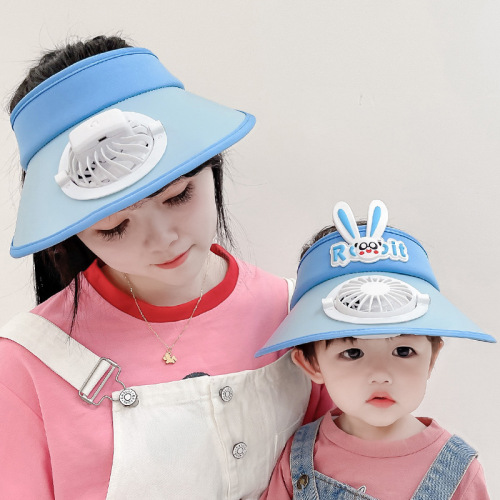 summer rechargeable with fan cap adult parent-child sun hat boys and girls sun protection baby big brim empty top hat
