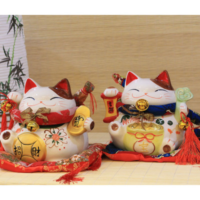 Le Meow 9-Inch Ceramic Lucky Cat Deposit Cans Crafts Decoration Creative Piggy Bank