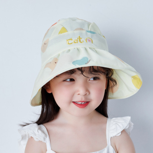 Children‘s Hat Summer Thin Male and Female Baby Sun Hat Foldable Children Sun Protection Big Brim empty Top Sun Hat Tide 